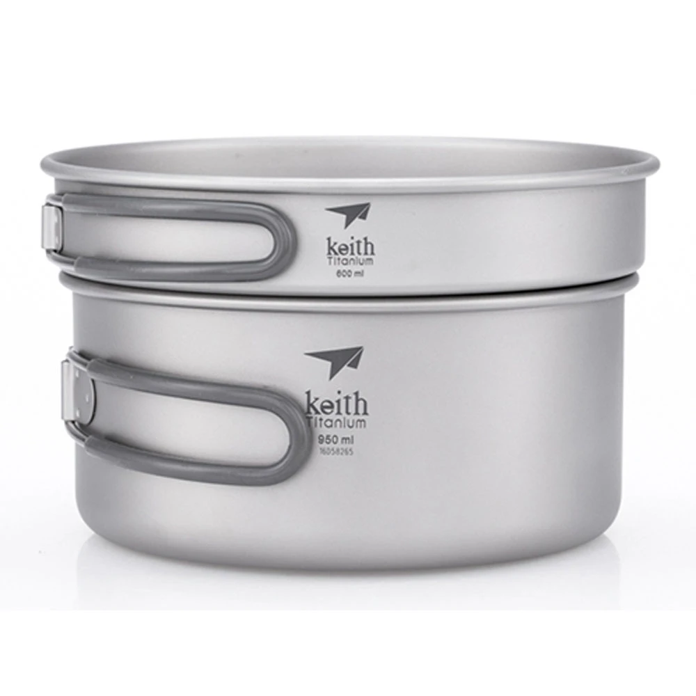 Keith 2 Piece Titanium Pot And Pan Cookset 950ml + 600ml 3 Keith 2 Piece Titanium Pot And Pan Cookset 950ml + 600ml - Image 3