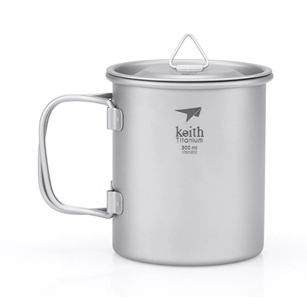 Keith Single-Wall Titanium Mug W Handle And Lid 300mL 2 Keith Single-Wall Titanium Mug W Handle And Lid 300mL - Image 2