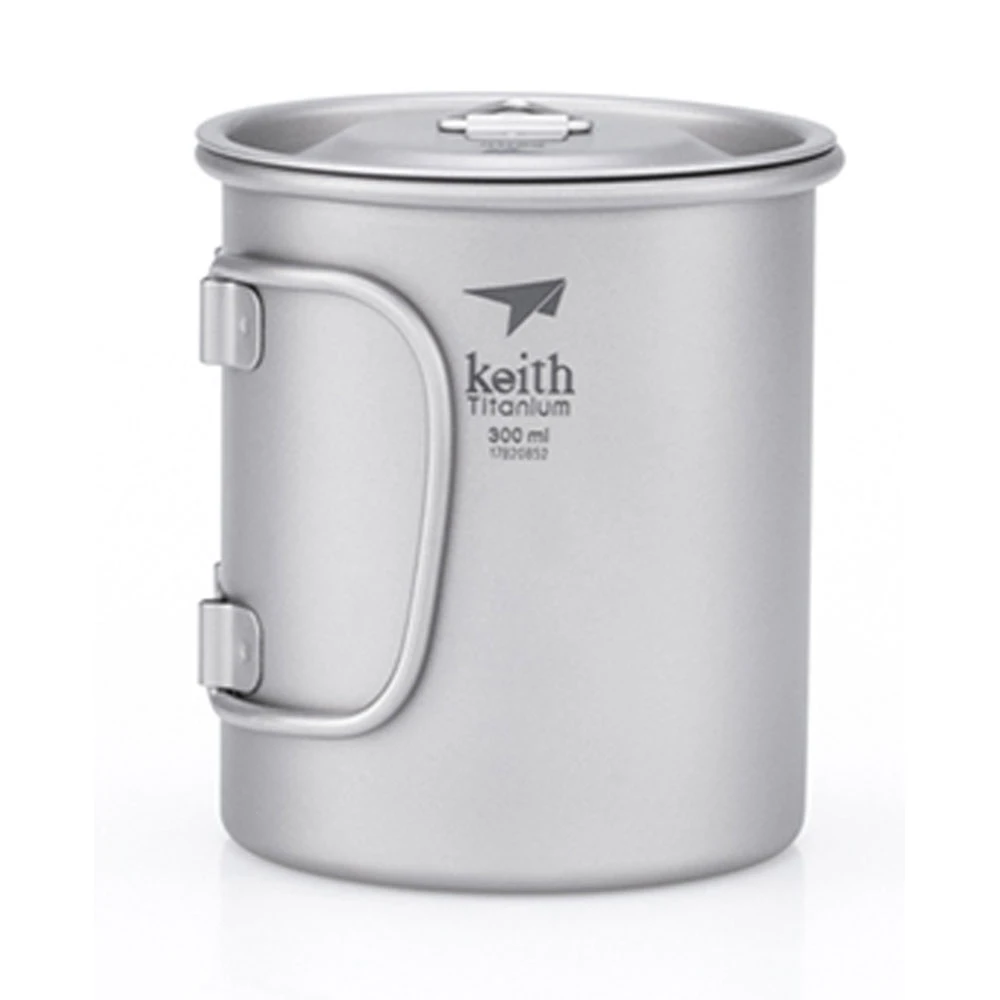 Keith Single-Wall Titanium Mug W Handle And Lid 300mL 3 Keith Single-Wall Titanium Mug W Handle And Lid 300mL - Image 3