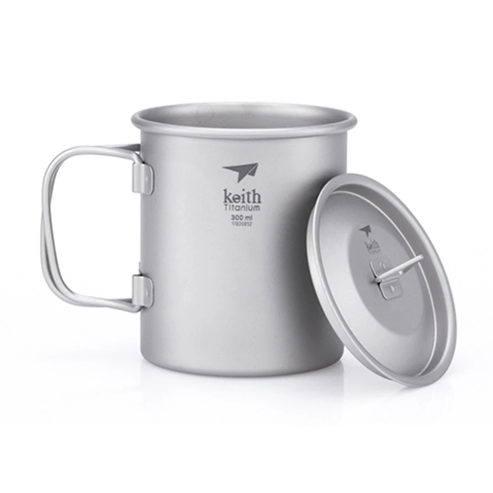 Keith Single-Wall Titanium Mug W Handle And Lid 300mL 1 Keith Single-Wall Titanium Mug W Handle And Lid 300mL