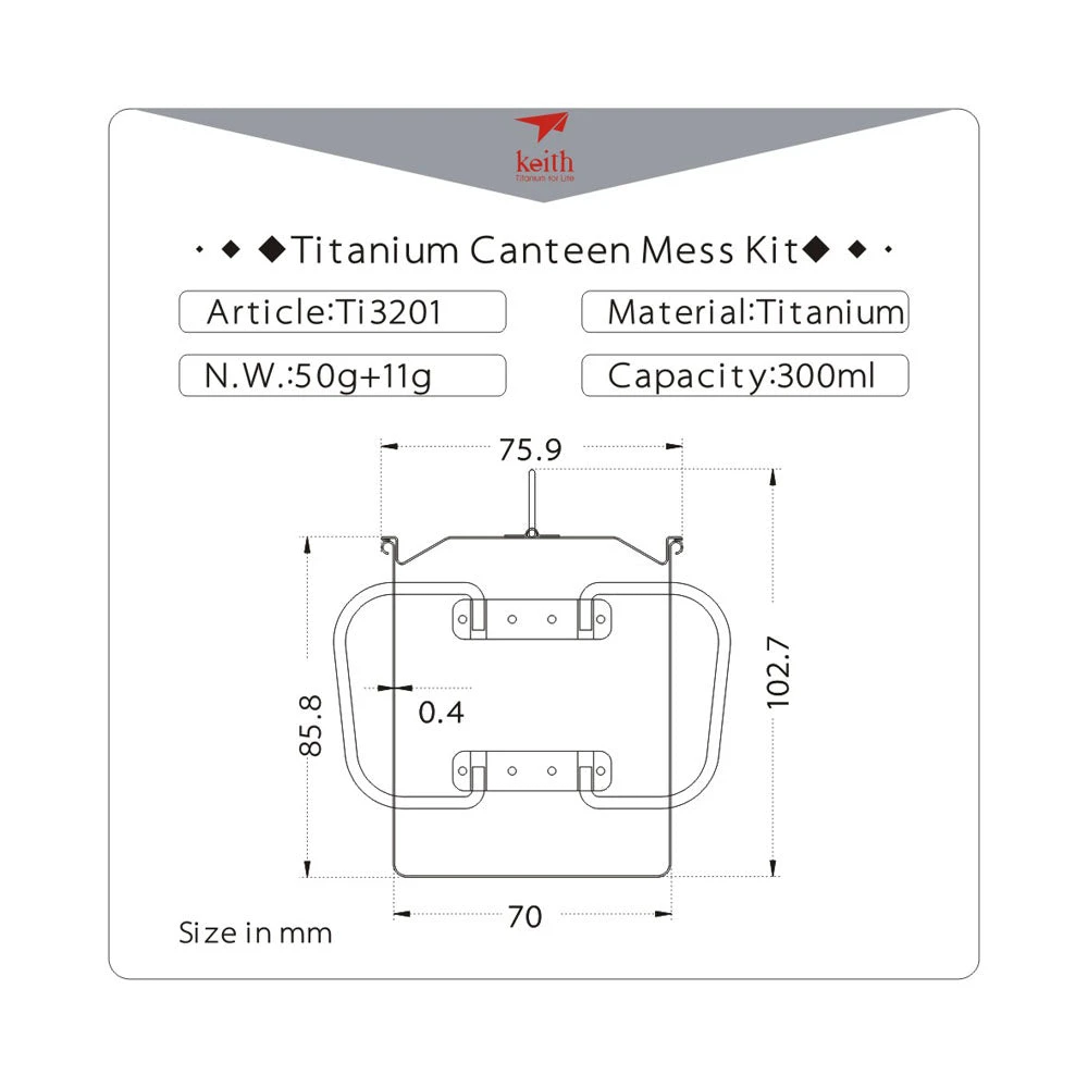 Keith Single-Wall Titanium Mug W Handle And Lid 300mL 6 Keith Single-Wall Titanium Mug W Handle And Lid 300mL - Image 6