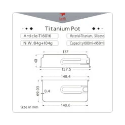 Keith 2 Piece Titanium Pot And Pan Cookset 950ml + 600ml 19 Keith 2 Piece Titanium Pot And Pan Cookset 950ml + 600ml -Edelrid Shop Ti6016