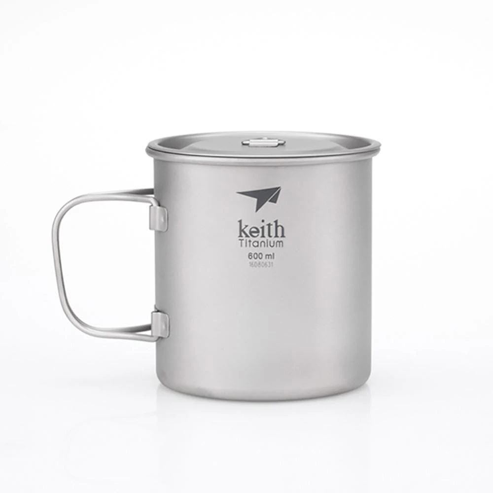 Keith Single-Wall Titanium Mug W Handle And Lid 600mL 2 Keith Single-Wall Titanium Mug W Handle And Lid 600mL - Image 2